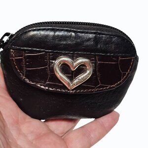 Brighton Black Leather Coin Purse With Exterior Snap Pocket
